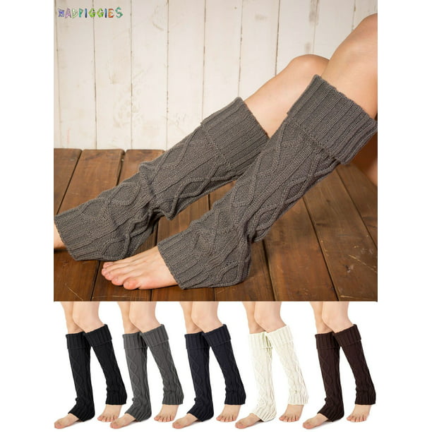 Women Warm Crochet Legs Warmer High Long Socks Cable Knit Leggings Boots Winter
